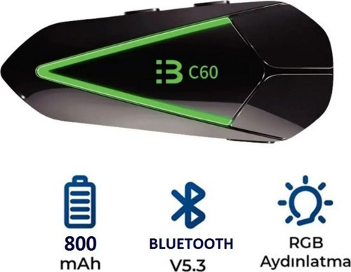Motorsiklet Bluetooth 5.3 Kulaklık Rgb Led Işıklı İntercom Çift Telefona Bağlanabilen İnterkom