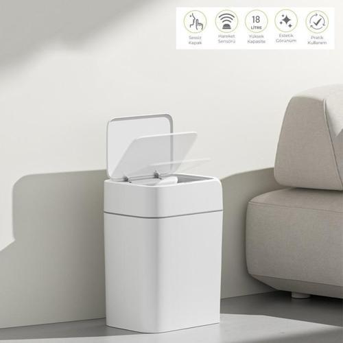 18 Litre Sensörlü Otomatik Çöp Kovası Ofis Mutfak Banyo Balkon Çöp Kovası