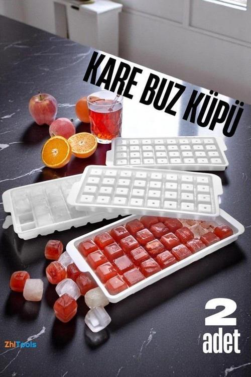 Zhltools Buz Kalıbı KARE İçecek Buz Kalıbı - Mutfak Buz Kalıbı Kolay Çıkarılır Buz Kalıbı 2 ADET