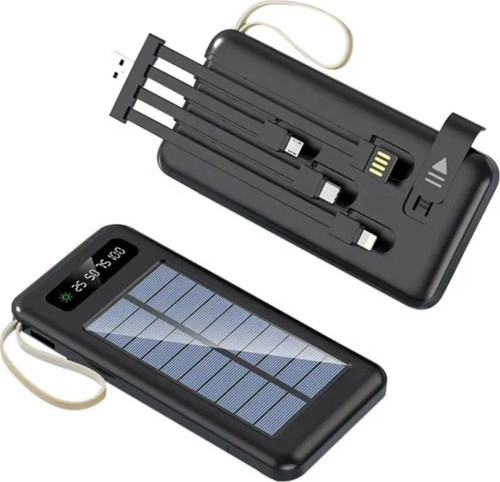 20000 Mah Solar Powerbank Güneş Enerjili Usb Çıkışlı Kablolu Led Işıklı Taşınabilir Şarj