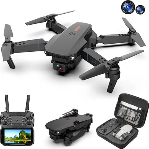 E88 Drone 4K Hd Çift Kameralı Drone App Kontrol Wifi Li Katlanabilir Quatcopter X3 Batarya Uyumlu