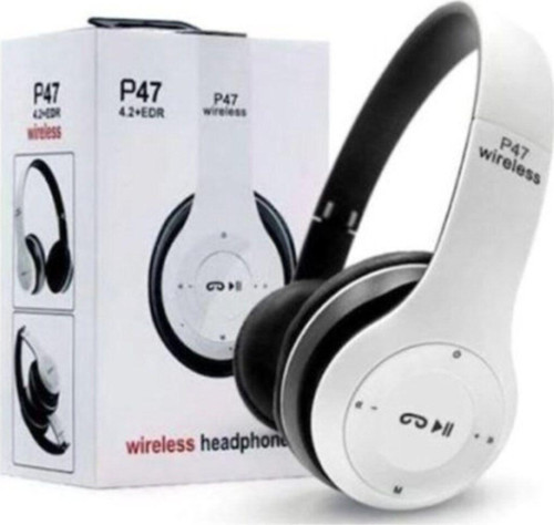 P47 Kablosuz Bluetooth Kulaklık Yükses Ses Ve Bass Fm Radyo Beyaz