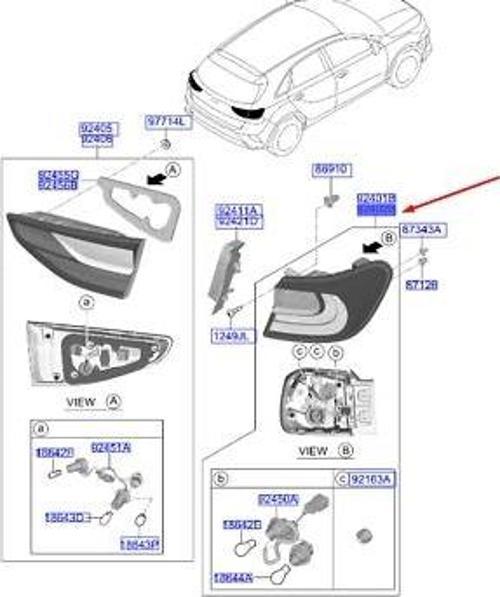 Kore Ceed B.M 2018- Stop Lambası Sağ  (Oem No:92402J7000)