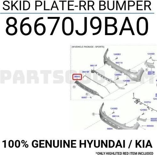 Hyundai Kona- 2021-2023  Arka Tampon Bandı Gri (Tyg) (Oem No:86670J9Ba0)