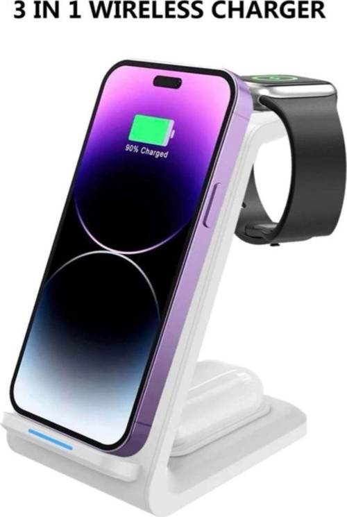 20W Wireless Şarj Standı Apple Iphone Airpods Watch / Android 3-In-1 Uyumlu Kablosuz Şarjlı Standı
