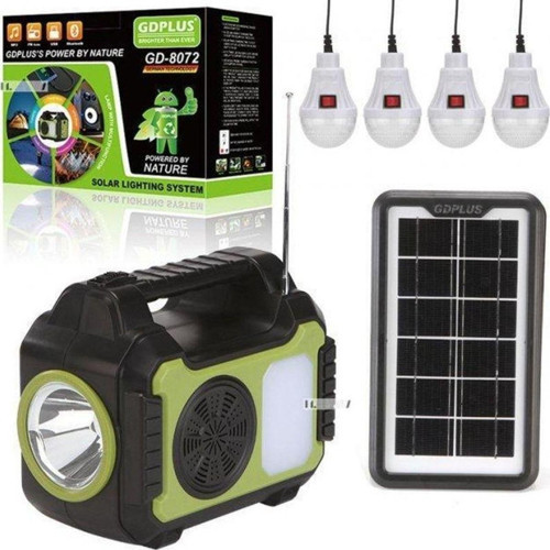 Güneş Enerji Panelli Aydınlatma Sistemi Powerbank Kamp Doğa Balık Karavan Fener Bluetooth Hoparlör