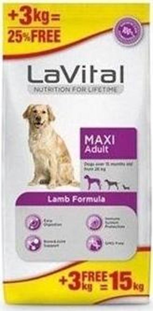 La Vital  Kuzu Etli Büyük Irk Yetişkin Köpek Maması 12 + 3 kg