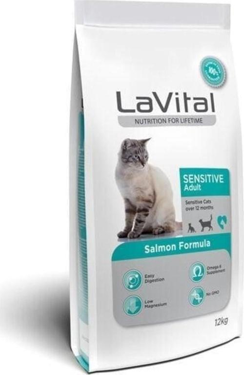 La Vital Lavital Somonlu Sindirim ve Deri Hassasiyetli Yetişkin Kedi Maması 12 kg