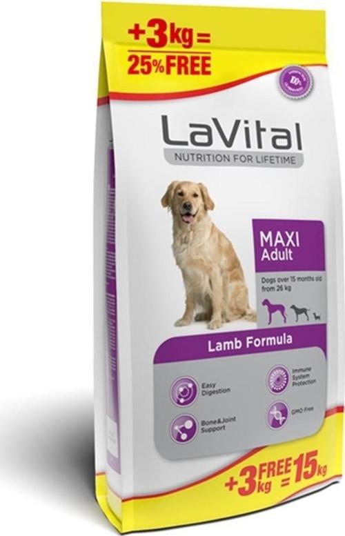 La Vital Kuzu Etli Büyük Irk Yetişkin Köpek Maması 12+3 kg