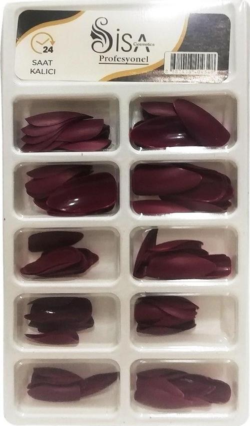 Profesyonel Plastik Takma Tırnak Bordo