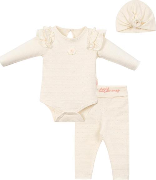 OMUZ FIRFIR ÇİÇEKLİ ÇITÇIT BODY PANTOLON BERE TAKIM Ekru