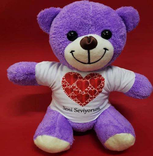 Seni Seviyorum Baskılı Tişörtlü Peluş Ayıcık