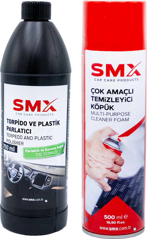Çok Amaçlı Temizleyici Köpük Sprey 500 Ml + Torpido Plastik Parlatıcı 750 ml.