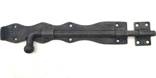 Antika Tarz Dekoratif Pirinç Dövme Kapı Sürgüsü - 25cm, Oksit