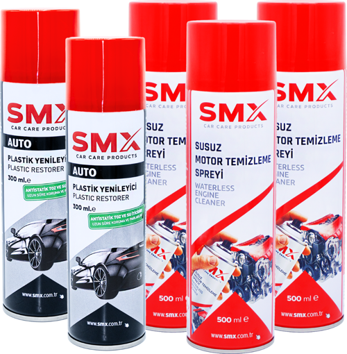 Susuz Motor Temizleme 3Adet + Tampon ve Plastik Yenileyici 2Adet