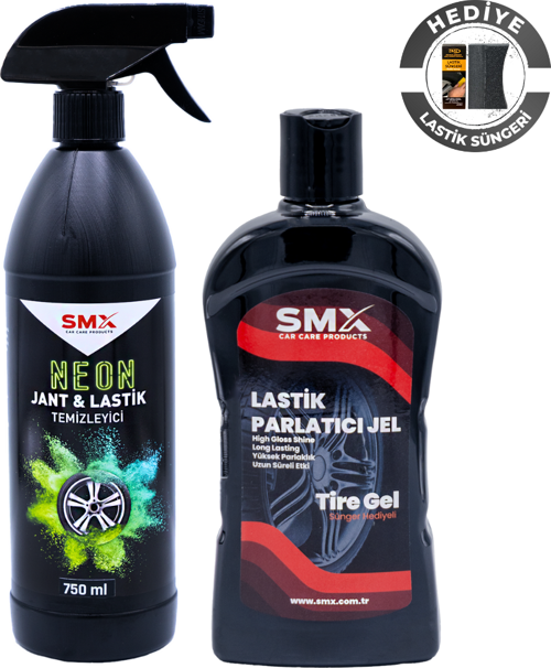 Neon Jant & Lastik Temizleyici 750 Ml + Jel Lastik Parlatıcı 500 Ml + Sünger Hediye