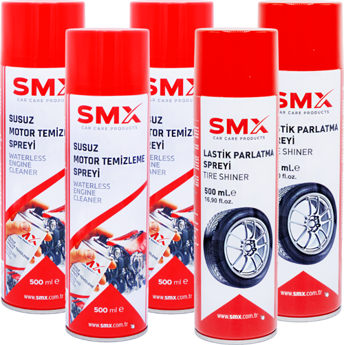 Susuz Motor Temizleme Spreyi 3 Adet + Lastik parlatma Spreyi 2 Adet