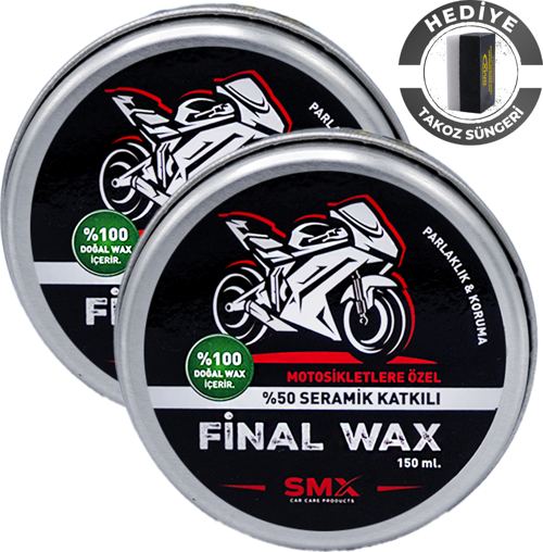Motosikletlere Özel Final Wax 150 ml 2 Adet + Hediye Takoz Cila Süngeri