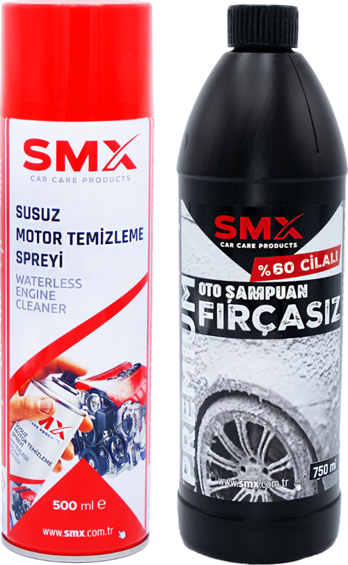 Premium %60 Cilalı Fırçasız Oto Şampuanı 750 ml+  Susuz Motor Temizleme Spreyi 500 Ml