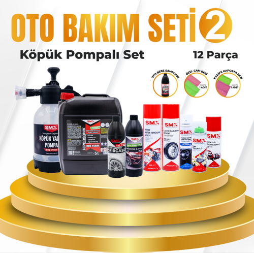 Oto Bakım Seti 2 KÖPÜK Yapıcı Basınçlı Pompa Hediye  (11 Parça)