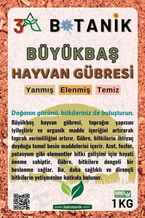 Büyükbaş Hayvan Gübresi, Yanmış, Elenmiş, Kokusuz Ve Katkısız Temiz Doğal Gübre, 1 Kg