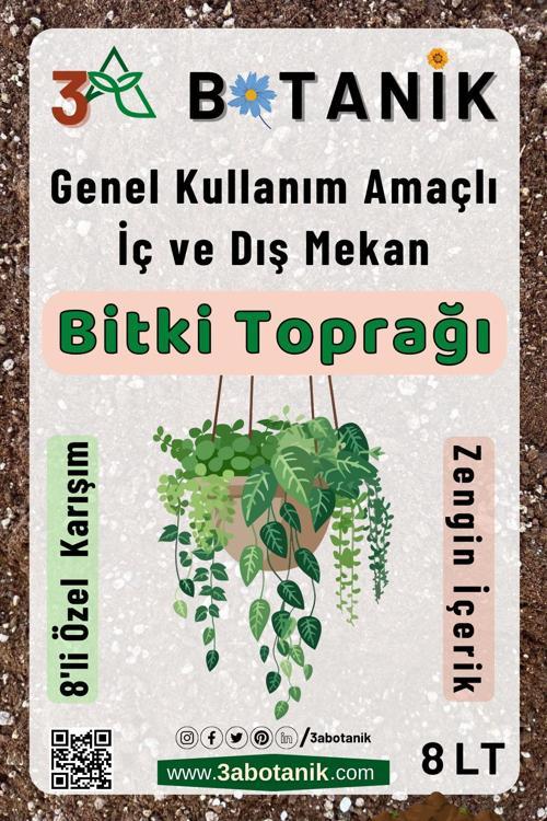 8 Karışımlı Özel Bitki Toprağı, Genel Kullanım Amaçlı, İç Ve Dış Mekan Bitki Toprağı, 8 Litre