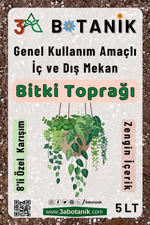 8 Karışımlı Özel Bitki Toprağı, Genel Kullanım Amaçlı, İç Ve Dış Mekan Bitki Toprağı, 5 Litre