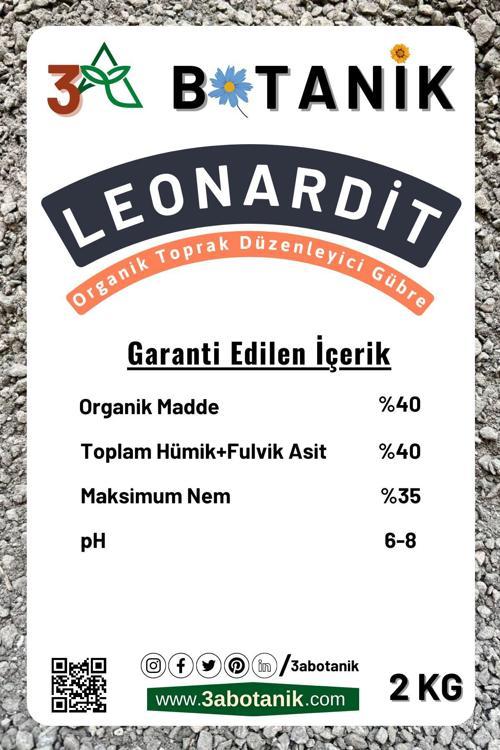 Leonardit, Organik Toprak Düzenleyici Gübre, %40 Hümik+Fulvik Asit, %40 Organik Madde, 2 Kg