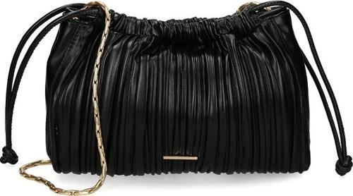 Drawstring Plisse Kadın Siyah Omuz Çantası  LV04F3076G-UB1