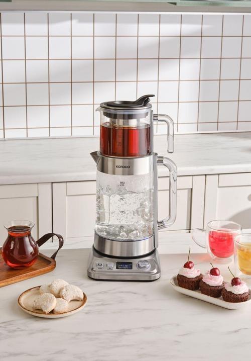 Refika'dan XL Cam Çay Makinesi Chrome