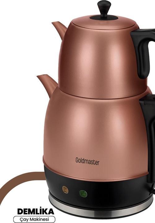 Demlika Gold Xl Geniş Hazneli Damlatmaz Paslanmaz Çelik Çay Makinesi Ve Su Isıtıcısı