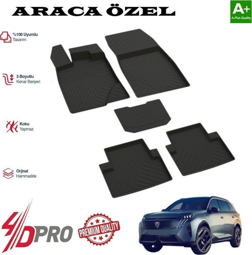 PEUGEOT 5008 HYBRIT 4-D HAVUZLU KAUÇUK PASPAS SİYAH 2024 2025 2026