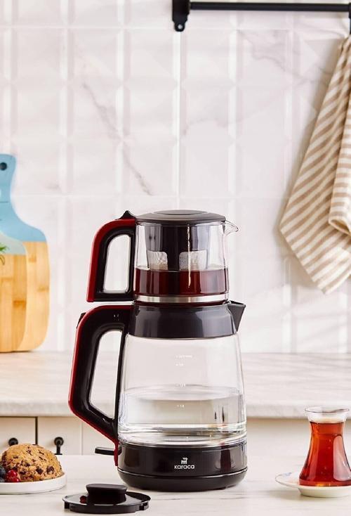 Glass Tea XL 2 in 1 Cam Çay Makinesi Koyu Kırmızı