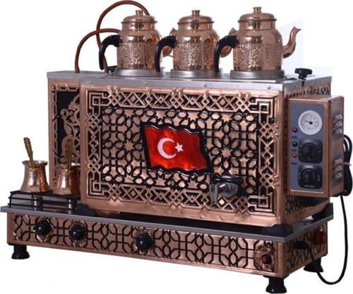Bayrak 3 Demlikli Bakır Çay Kazanı