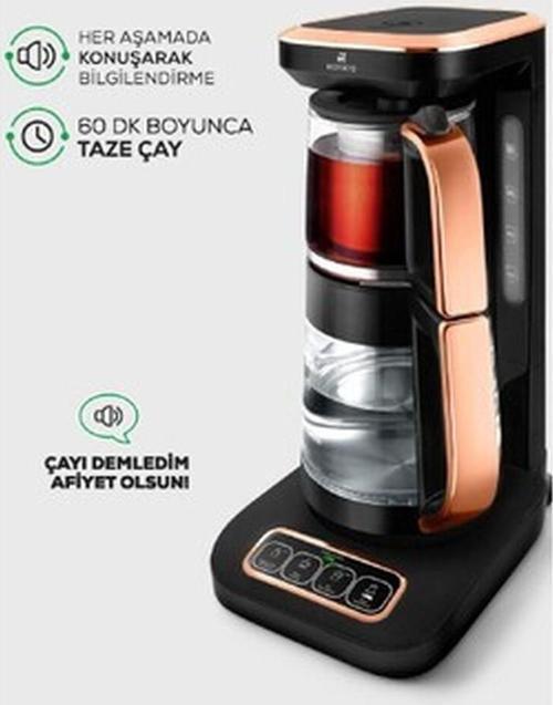 Çaysever Robotea Pro 4 In 1 Konuşan Otomatik Cam Çay ve Filtre Kahve Demleme Makinesi