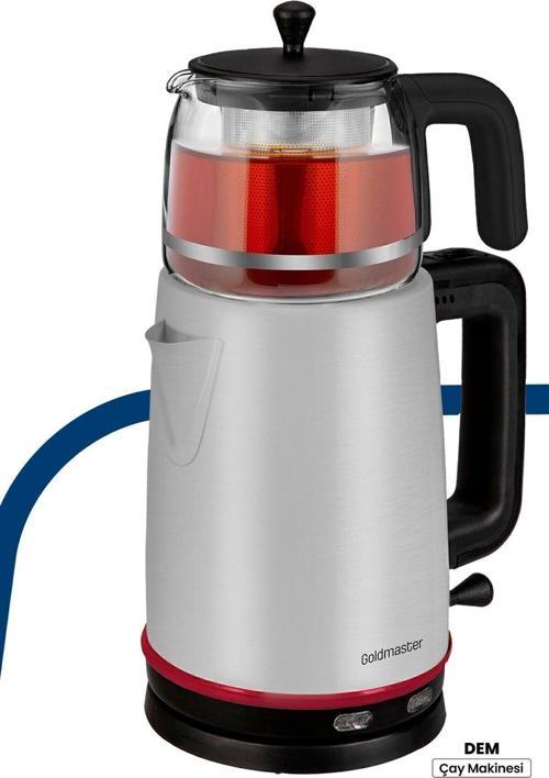 Dem Inox 2200 Watt Xl Paslanmaz Demlikli Cam Çelik Çay Makinesi Ve Su Isıtıcısı