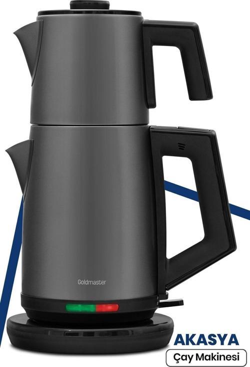 Akasya Antrasit Xl 2200 Watt Damlatmayan Tasarımı Çelik Çay Makinesi Ve Su Isıtıcısı