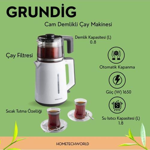 1650 Watt Cam Demlikli Çay Makinesi 1,8 Lt.