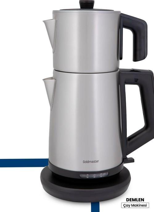Demlen Inox 2200 Watt Damlatmaz Tasarımı ile Paslanmaz Çelik Çay Makinesi ve Su Isıtıcı