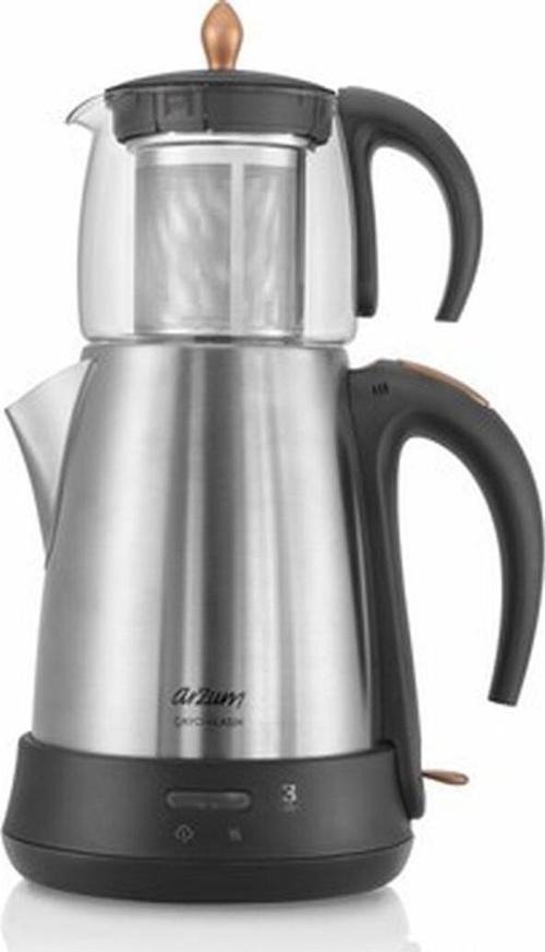 AR3003 Çaycı Klasik Cam Demlik Çay Makinesi - Paslanmaz Çelik - 1,8 lt