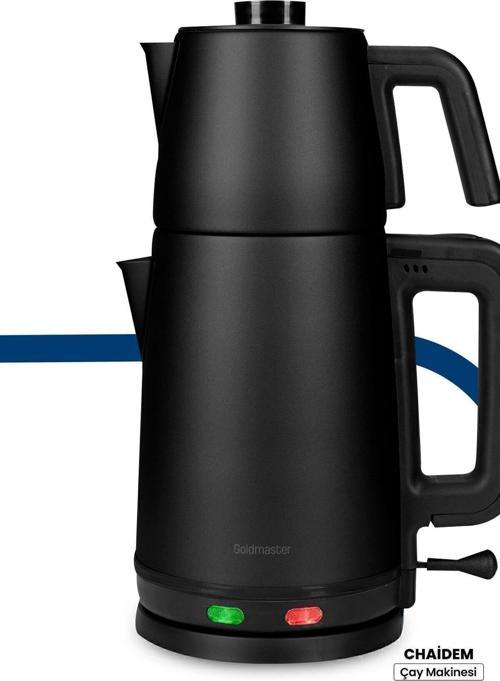 Chaidem Xl 2200 Watt Paslanmaz Çelik Damlatmaz Çelik Çay Makinesi Ve Su Isıtıcısı Siyah