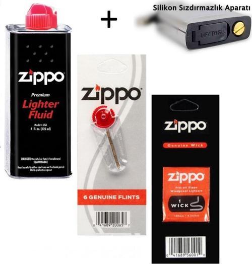 Çakmak Benzin + Taş + Fitil + Silikon Sızdırmazlık Aparatı