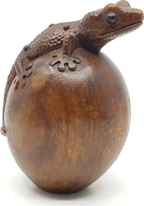 El Oyması Ahşap Gekko Biblo