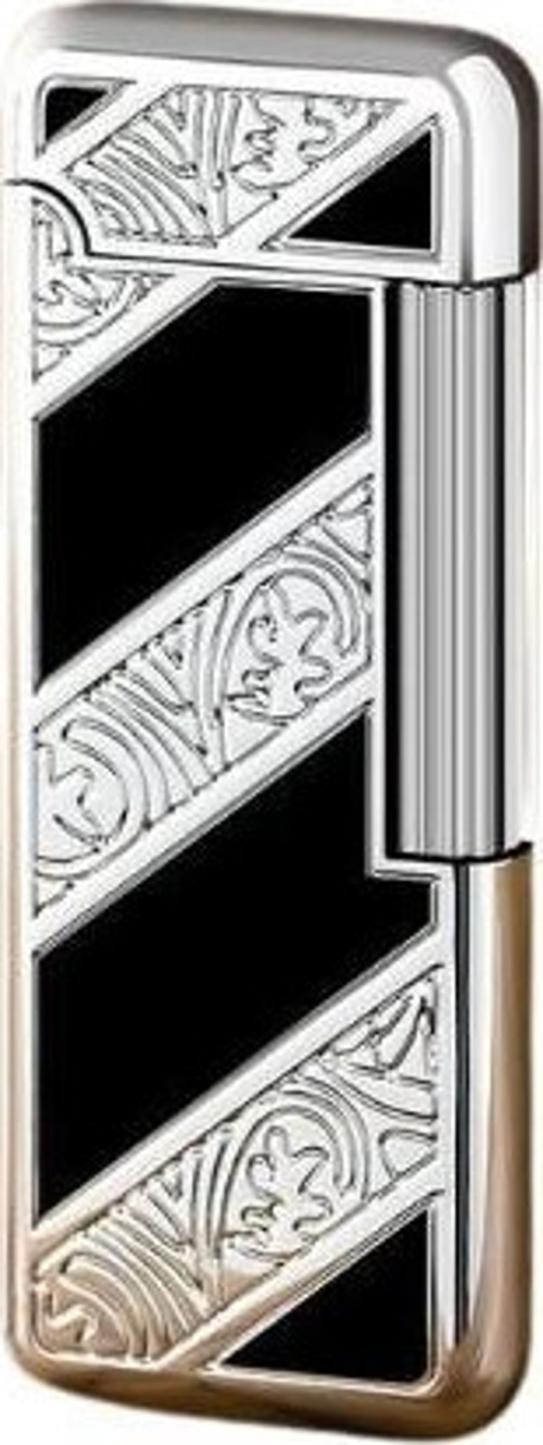 Silvio Monetti Siyah Şeritli Metal İşleme Silver Black Çakmak