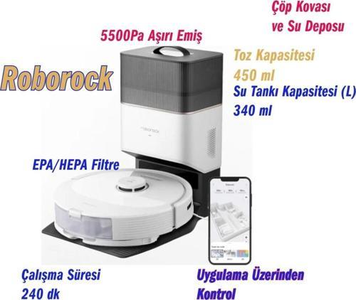 PREMİUM Lüx Plus Çöp İstasyonlu Akıllı Robot Süpürge Beyaz