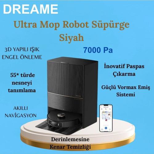 En Gelişmiş ve Güçlü Süpürme SistemiUltra Kenar Temizliği Mop Robot Süpürge Siyah