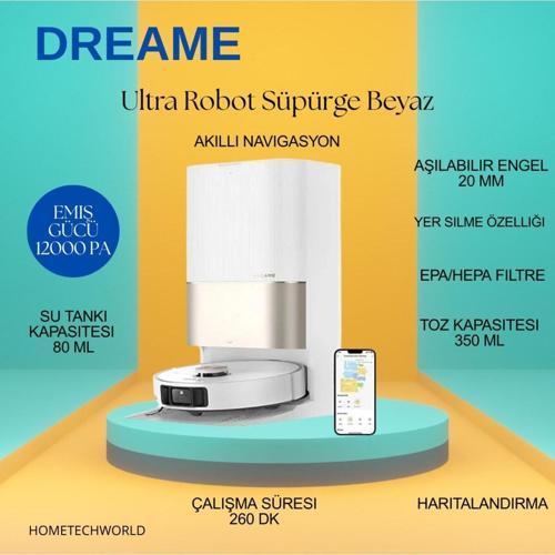 12000Pa emiş gücüyle Ultra Robot Süpürge Beyaz