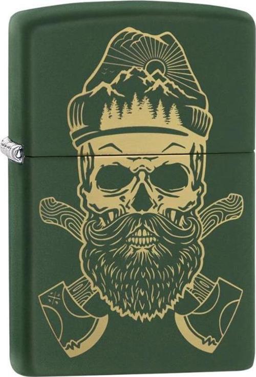 Outdoor Skull Design Green Matte Çakmak