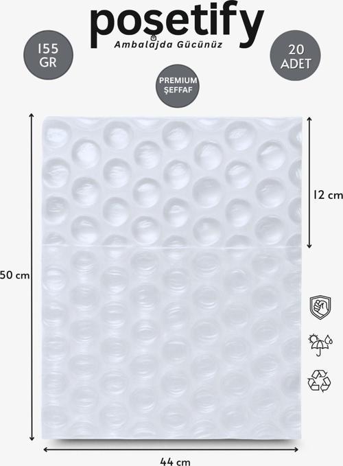 Premium Büyük Balonlu Torba 44 X 50 + 12 Cm | 20’Li Set | Kalın Malzeme | Koruyucu Ambalaj Poşeti