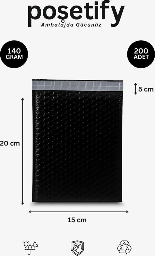 Balonlu Şeffaf Kargo Poşeti 15X20+5 Cm | 80 Gr Bantlı Patpatlı Kargo Poşeti | 200’Lü